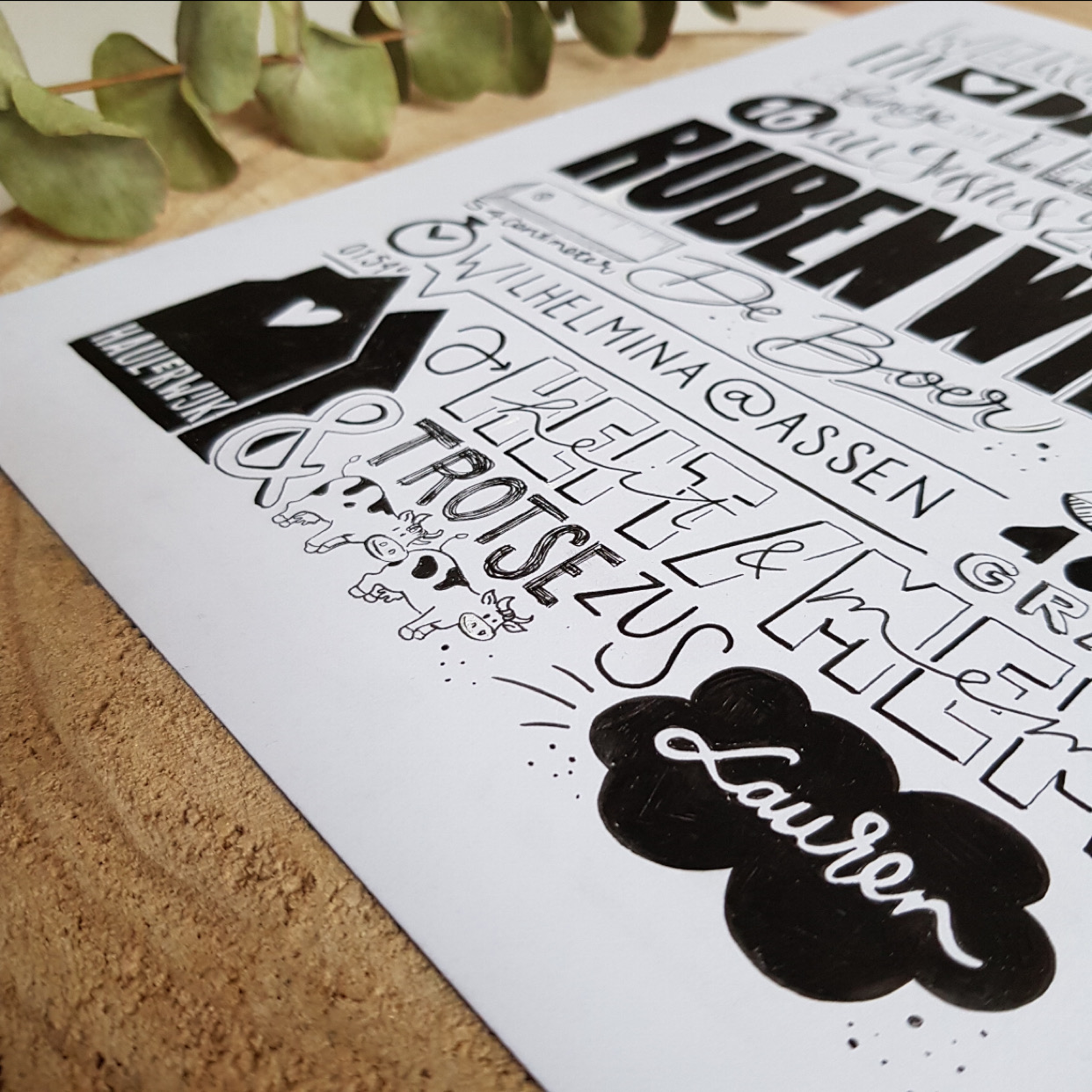 Handlettering geboorteposter