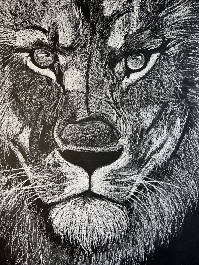 Muurtekening krijt close up