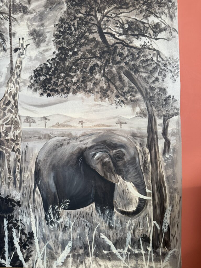 Muurschildering olifant Afrika