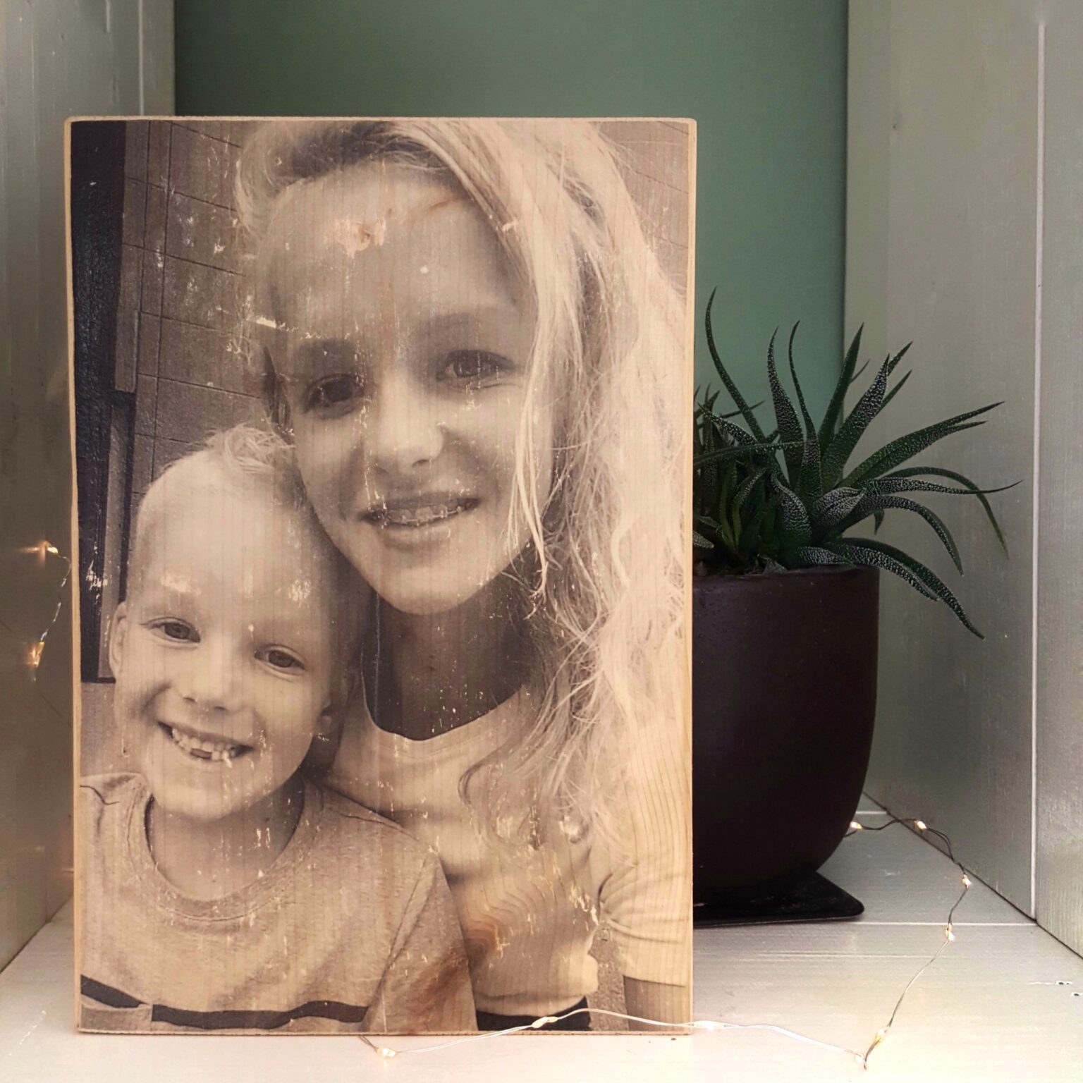 Foto op hout zwart wit